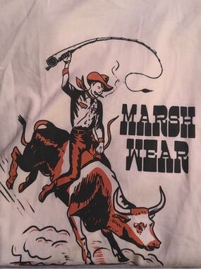 Marsh Wear Men’s White Graphic Ringer Cowboy Tee - Oversized (fits like XL)